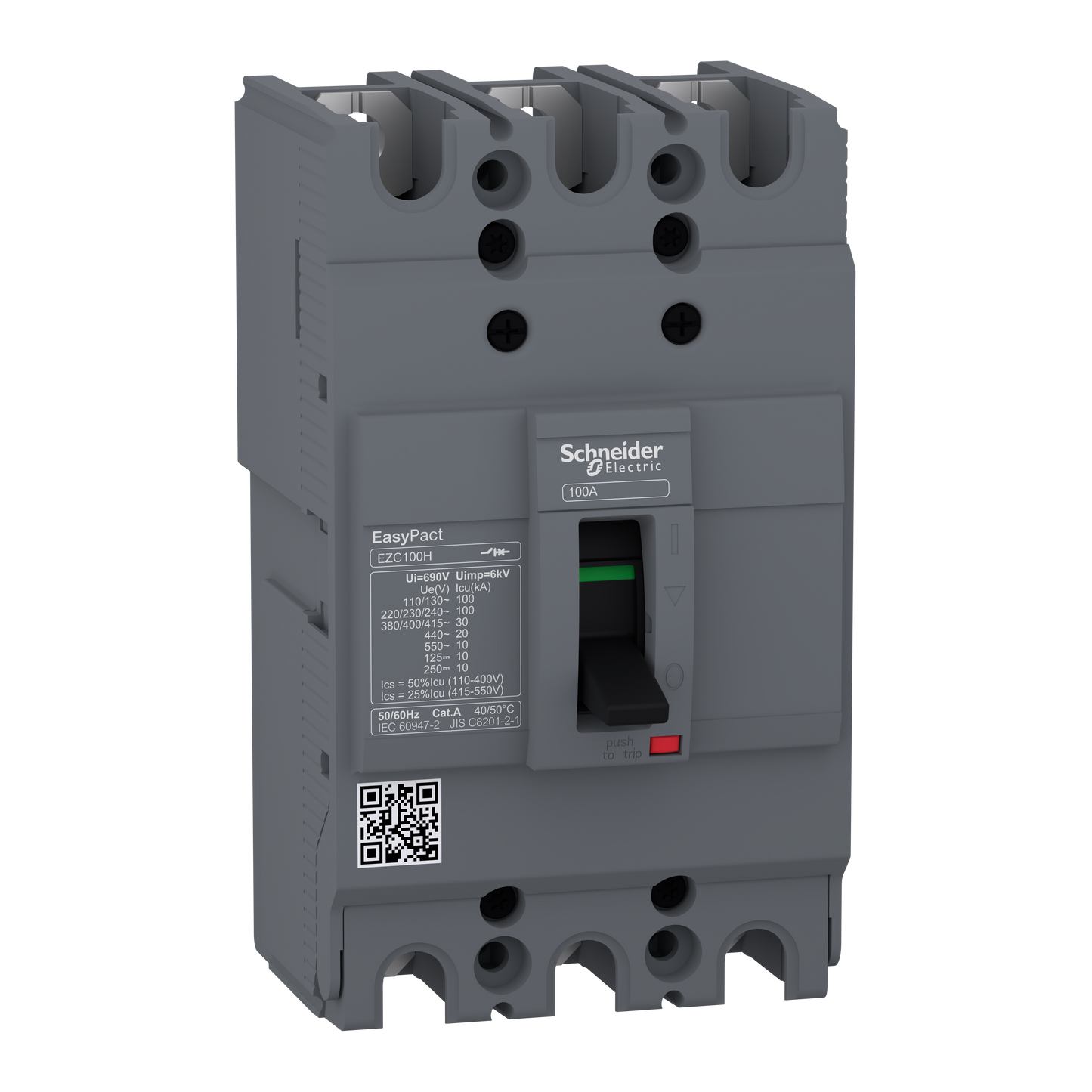Schneider Electric EZC100H3100 circuit breaker Easypact EZC100H - TMD - 100 A - 3 poles 3d | Default Title | Default Title
