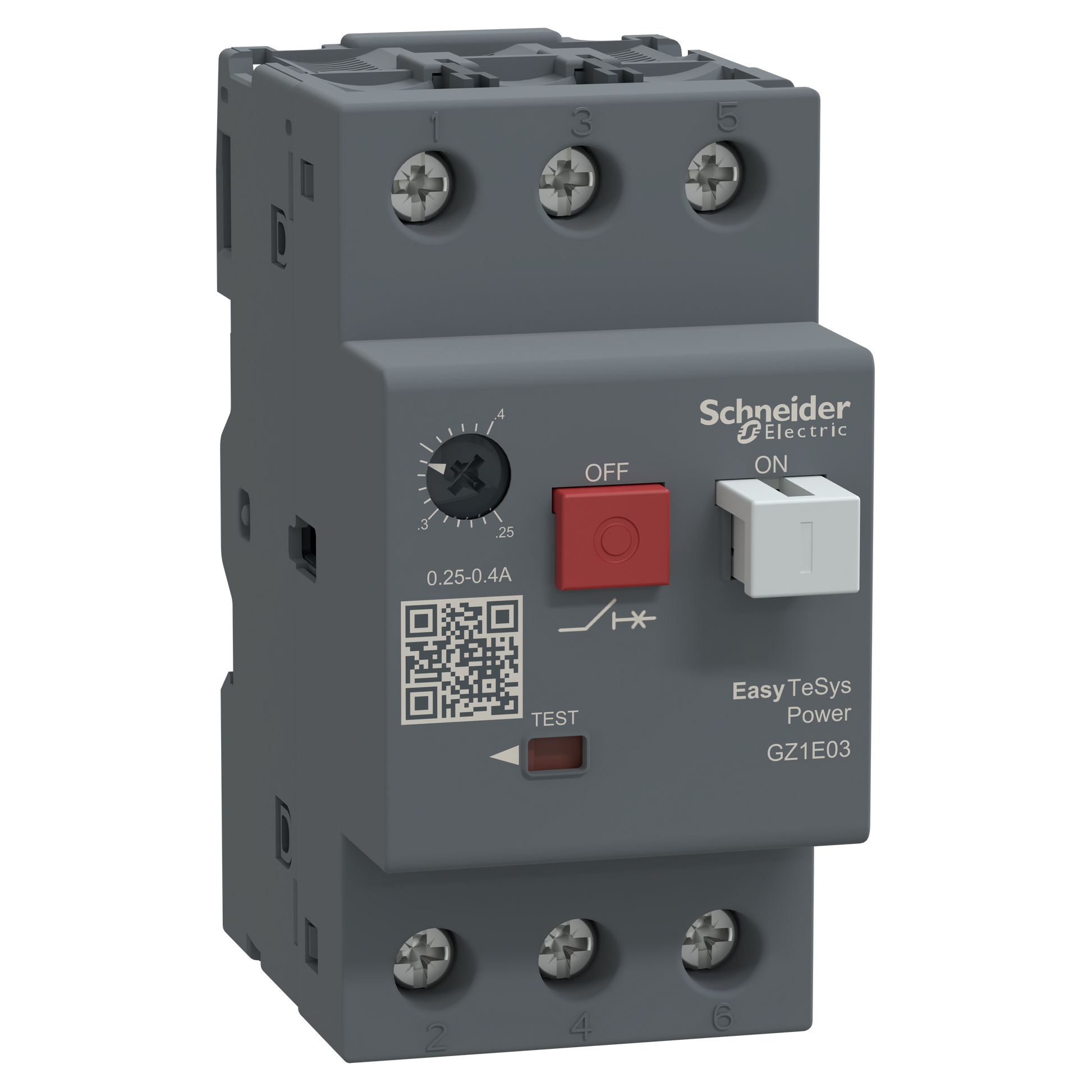 شنايدر إلكتريك Schneider GZ1E03 Easy TeSys Power GZ1E قاطع حماية موتور 3P 3 قطب 0.25-0.40 أمبير حراري مغناطيسي