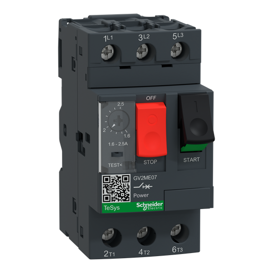 Schneider Electric GV2ME07 TeSys GV2 Motor Circuit Breaker 3P 1.6-2.5A Thermal-Magnetic