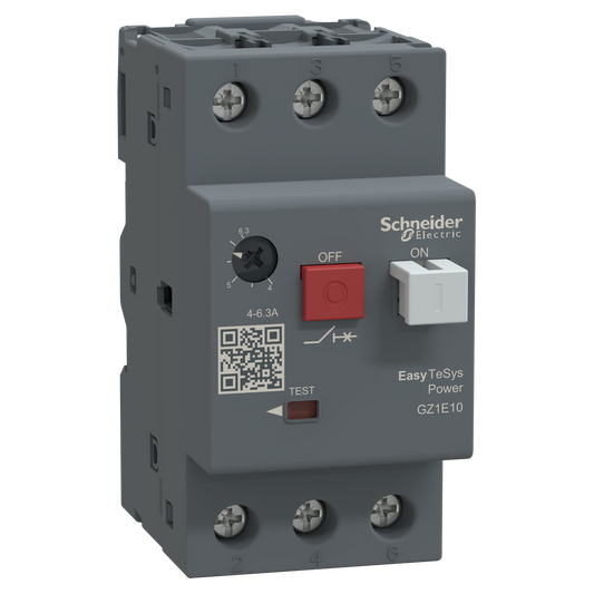 Schneider Electric GZ1E10 Easy TeSys Power GZ1E Motor Circuit Breaker 3P 4-6.3A Thermal-Magnetic