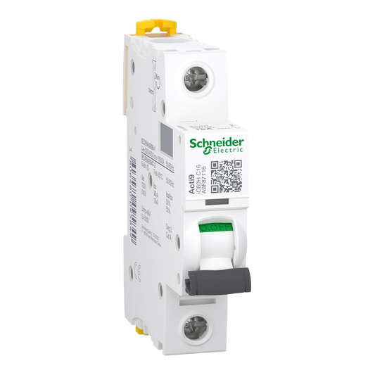 Schneider Electric A9F87116 Acti9 iC60H MCB, 1P, 16A, C Curve, 15kA | Miniature Circuit Breaker
