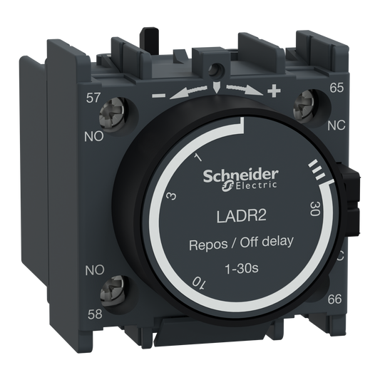 Schneider Electric LADR2 TeSys D Time Delay Auxiliary Contact Block 1NO + 1NC Off Delay 1-30 S Front Mount