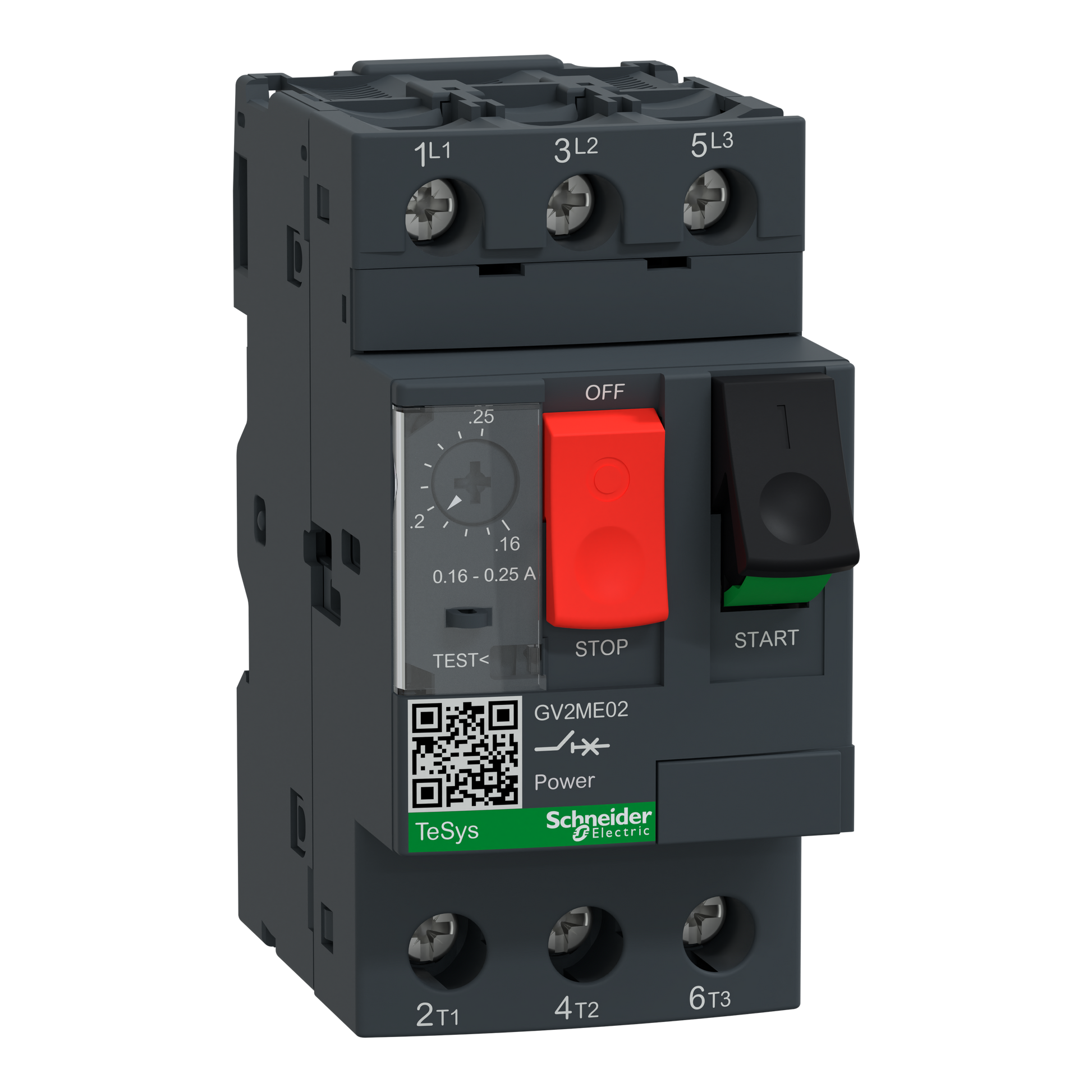 Schneider Electric GV2ME02 TeSys GV2 Motor Circuit Breaker 3P 0.16-0.25A Thermal-Magnetic