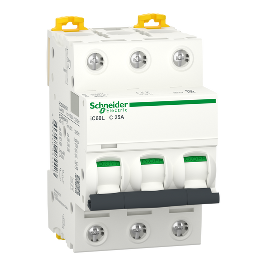 Schneider Electric A9F94325 Acti9 iC60L MCB, 3P, 25A, C Curve | Miniature Circuit Breaker