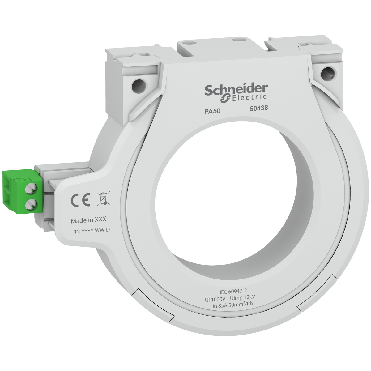 شنايدر إلكتريك Schneider 50438 محول حلقي مغلق نوع A, لـ Vigirex و Vigilhom, PA50, قطر داخلي 50 مم, تيار مقنن 85 أمبير | Default Titl