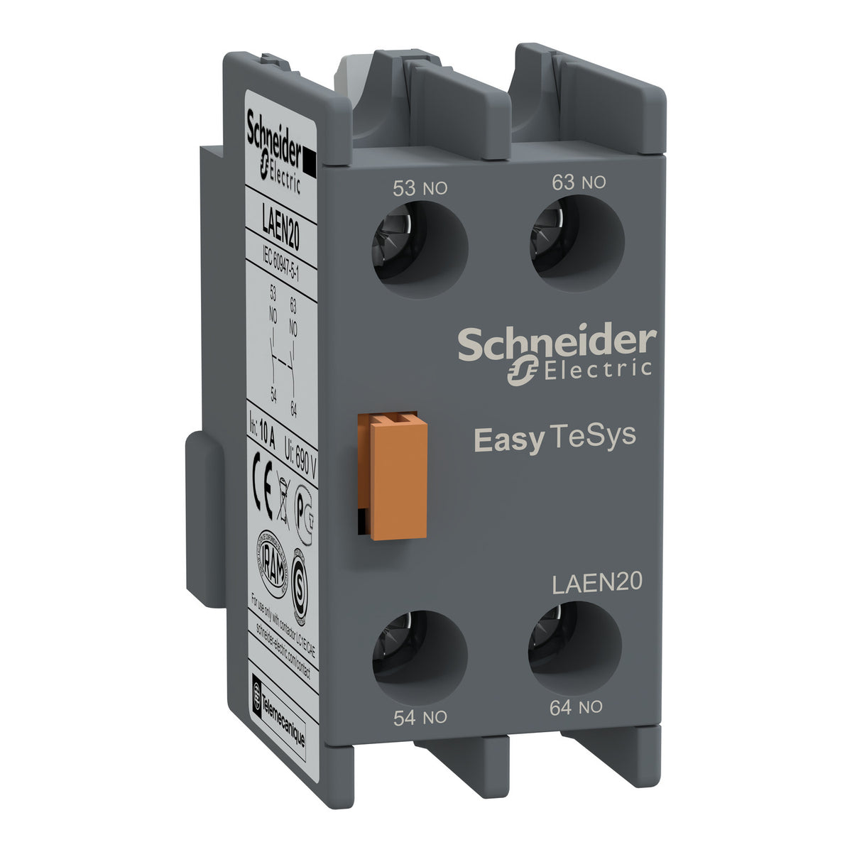 Schneider Electric LAEN20 Easy TeSys Auxiliary Contact Block 2NO for LC1E/CAE