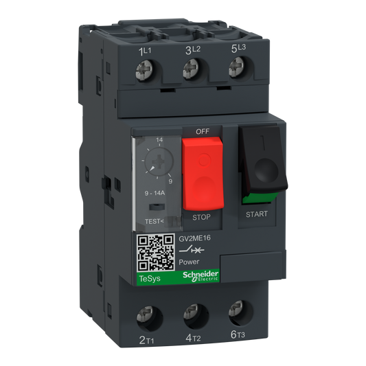 Schneider Electric GV2ME16 TeSys GV2 Motor Circuit Breaker 3P 9-14A Thermal-Magnetic