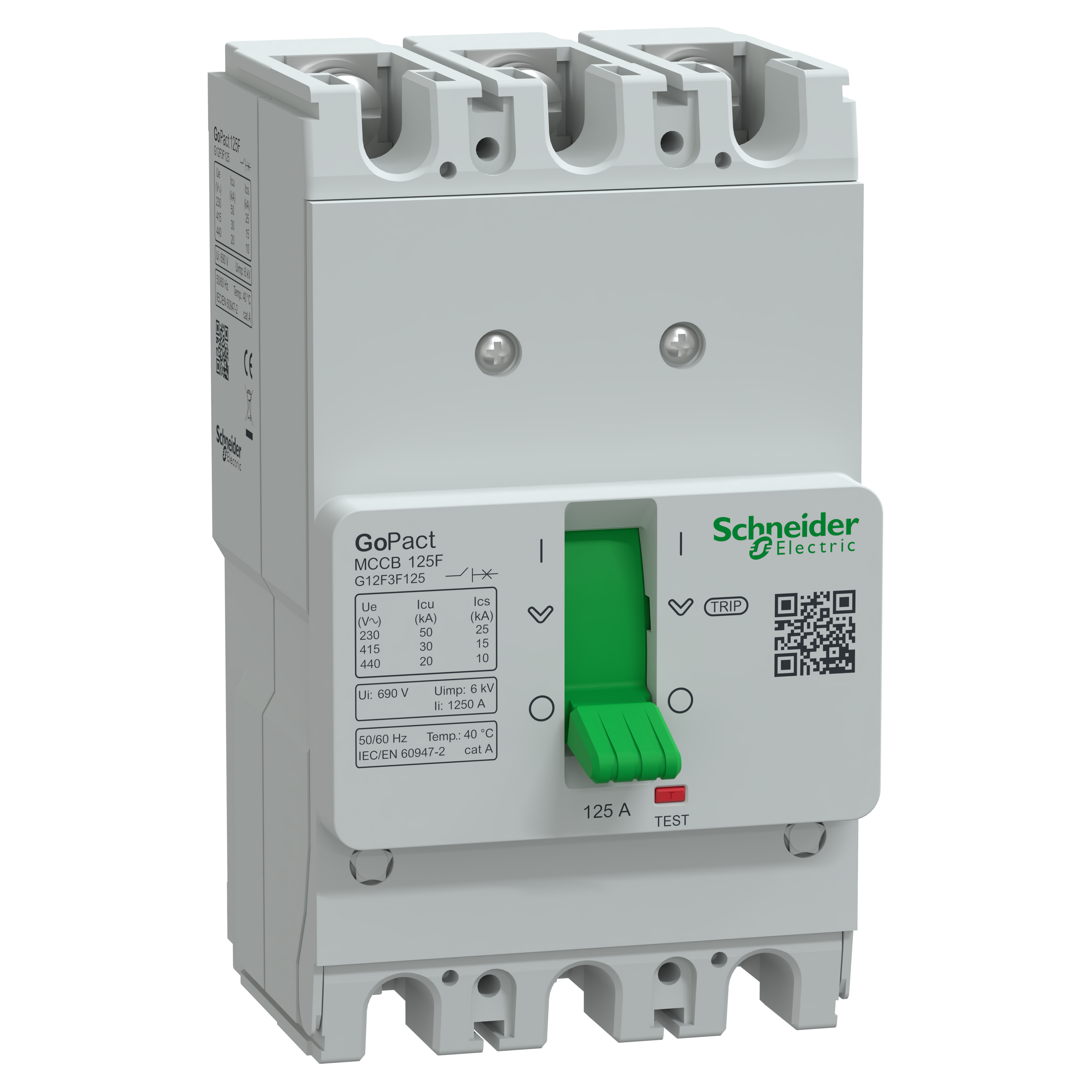 Schneider Electric G12F3F125 GoPact MCCB 125 3P 125A 30kA Fixed Thermal-Magnetic