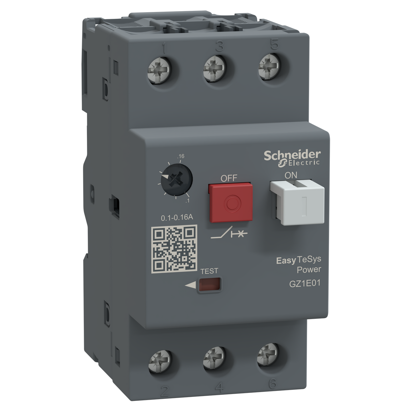 شنايدر إلكتريك Schneider GZ1E01 Easy TeSys Power GZ1E قاطع حماية موتور 3P 3 قطب 0.1-0.16 أمبير حراري مغناطيسي