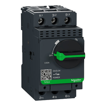 Schneider Electric GV2L04 TeSys GV2 Motor Circuit Breaker 3P 0.63 A Magnetic – قاطع حماية موتور شنايدر GV2L04