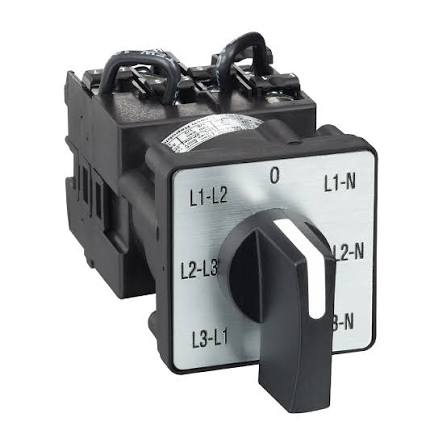 Schneider Electric K1F027MLH Harmony K1 Voltmeter Selector Cam Switch (3L + 3Ln) 12A 45°