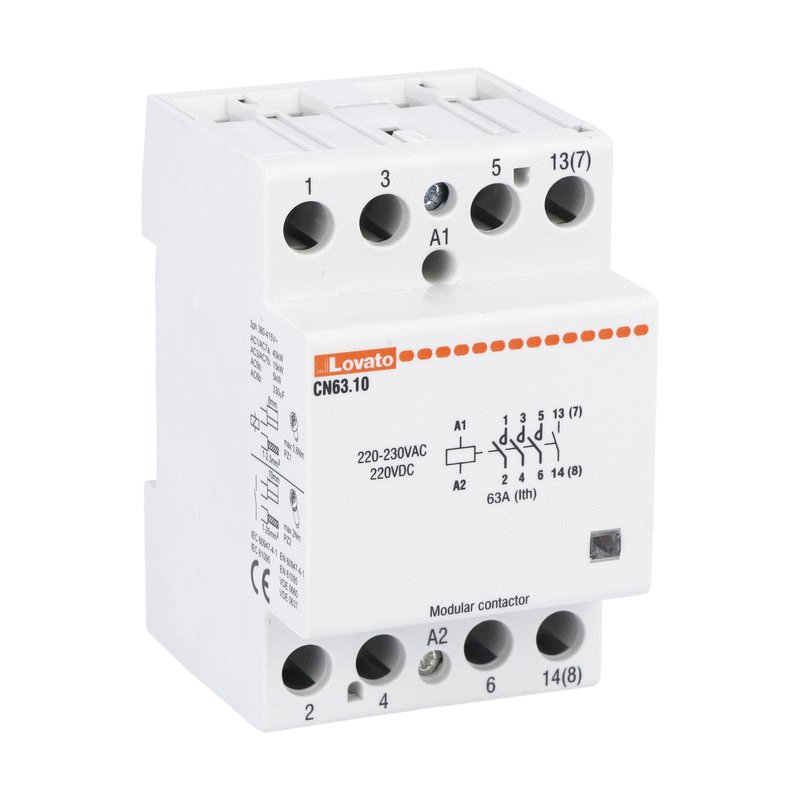 Lovato CN Silent Modular Contactors | 20-63A, 2P & 4P, 220-230V | كونتاكتور صامت لوفاتو CN | موديلار 2 و4 أقطاب، 20-63 أمبير، 220-230 فولت