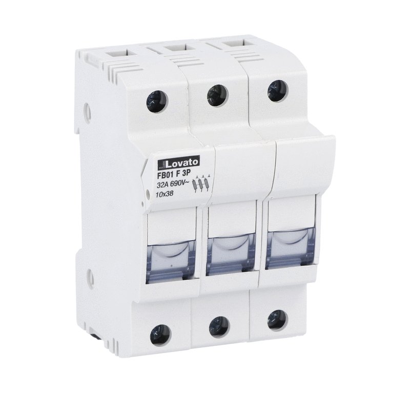 Lovato FB01F Fuse Holders | 10x38 mm, 32A, 1P & 3P DIN Rail | حامل فيوز لوفاتو FB01F | جراب فيوز 10×38 مم، 32 أمبير، قطب و3 أقطاب