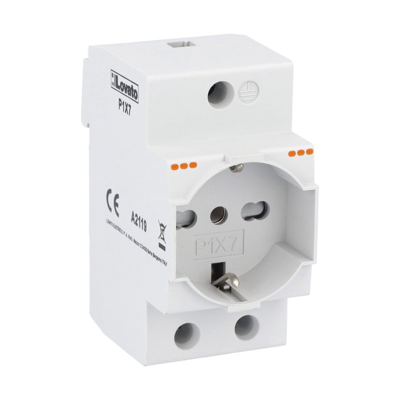 Lovato P1X7 DIN Rail Schuko Socket | 16A Modular Panel Outlet | بريزة شوكو لوفاتو P1X7 على سكة DIN | مقبس لوحة 16 أمبير