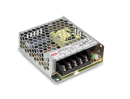 MEAN WELL LRS-50 official manufacturer product photo; output and option label may differ | مين ويل