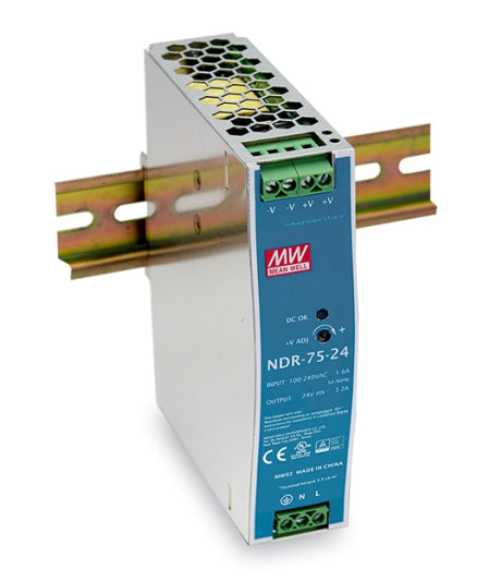 MEAN WELL NDR-75 official manufacturer product photo; output and option label may differ | مين ويل