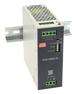 MEAN WELL XDR-480E official manufacturer product photo; output and option label may differ | مين ويل