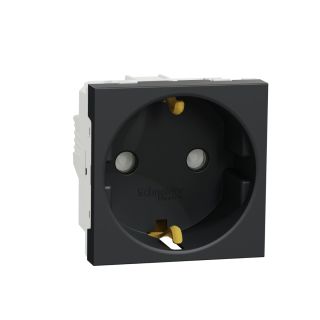 Schneider Electric New Unica NU303754 German Schuko Socket, 16A, 2P+E, Shutter, Anthracite