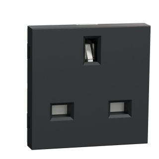 Schneider Electric New Unica NU304554 MK Socket, 2P+E, Shuttered, 2 Modules, Graphite
